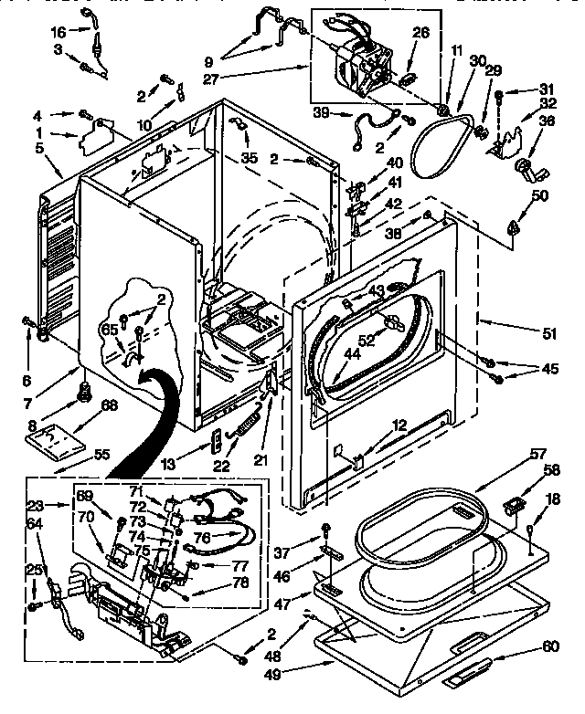 Kenmore 11097577200 cabinet parts diagram