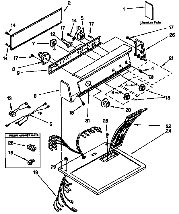 Kenmore 11096582800 top and console parts diagram