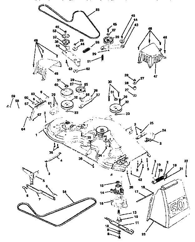 Craftsman 917250260 50" mower deck diagram
