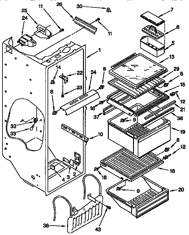 Kenmore 1069542910 refrigerator liner parts diagram