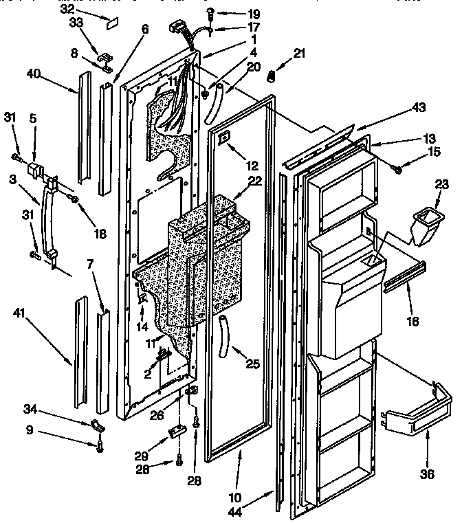 Kenmore 1069542910 freezer door parts diagram