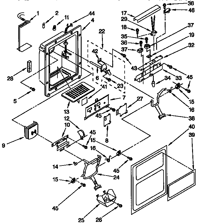 Kenmore 1069542910 dispenser front parts diagram