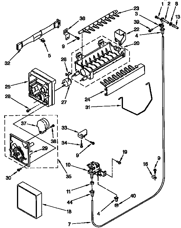 Kenmore 1069542910 icemaker parts diagram