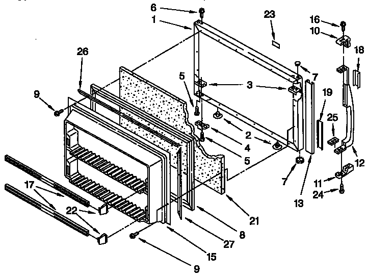 Kenmore 1069638611 freezer door parts diagram