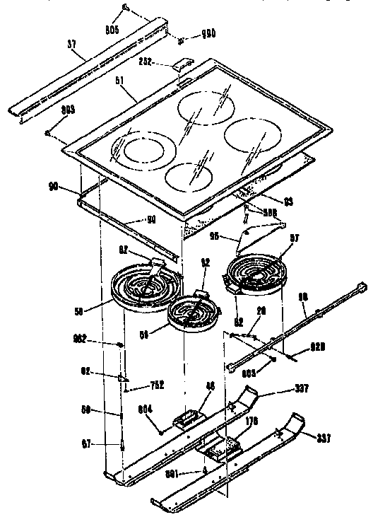 Kenmore 3634672994 main top section diagram