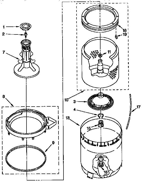 Kenmore 11092529800 agitator, basket and tub parts diagram