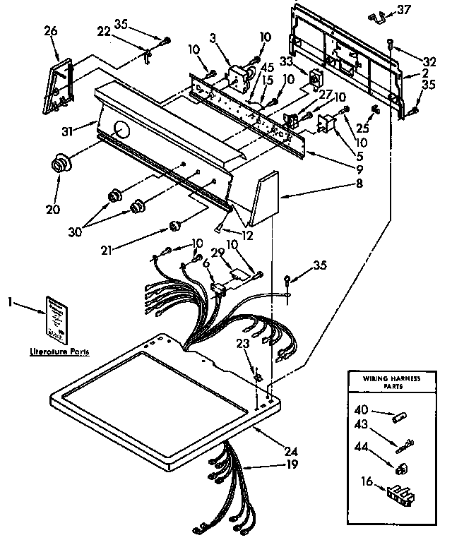 Kenmore 11097592400 top and console parts diagram