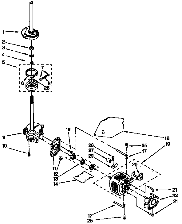 Kenmore 11092573100 brake, clutch, gearcase, motor and pump parts diagram