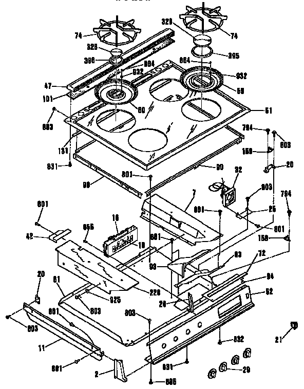 Kenmore 9113672992 main top section diagram