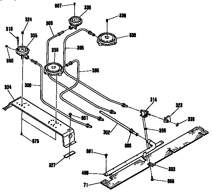 Kenmore 9113672992 top burner section diagram