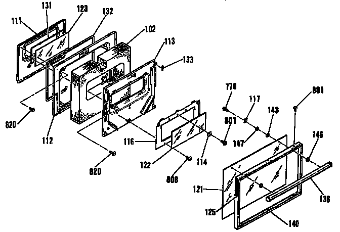 Kenmore 9113672992 oven door section diagram