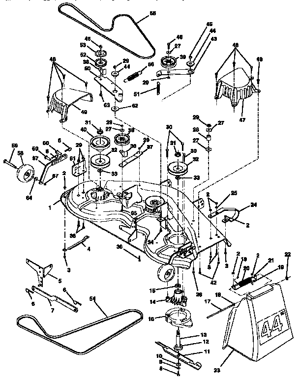 Craftsman 917257711 44" mower deck diagram