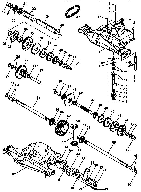 Craftsman 9174360-78 transaxle 4360-78 (71/917) diagram