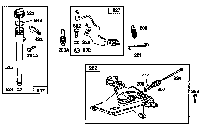 Craftsman 536257670 dip stick and governor assembly diagram