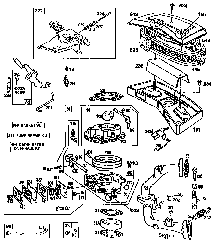 Craftsman 917257711 air cleaner body and carburetor assembly diagram