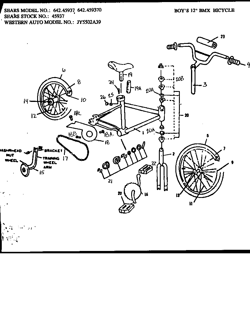 Western Auto JY5502A39 boy's 12" bmx bicycle diagram