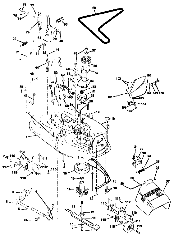 Craftsman 917257650 42" mower deck diagram