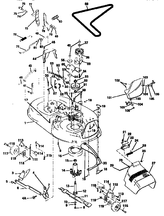 Craftsman 917255452 42" mower deck diagram