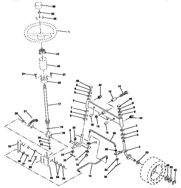 Craftsman 917257621 steering assembly diagram