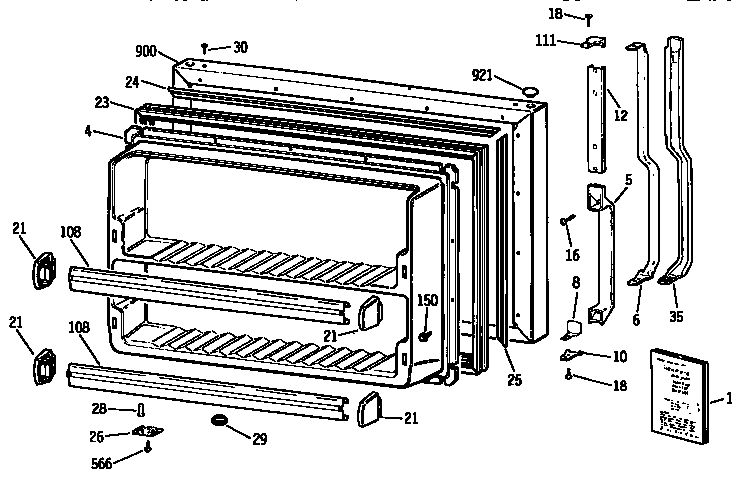 Kenmore 3639738716 freezer door diagram