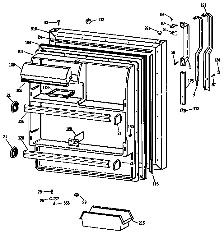 Kenmore 3639738716 fresh food door diagram