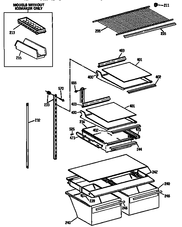 Kenmore 3639738716 shelf parts diagram