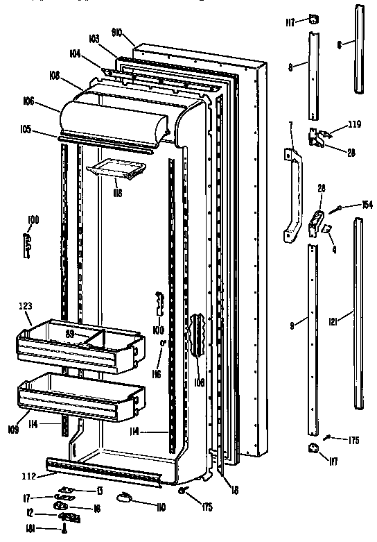Kenmore 3639532783 fresh food door diagram