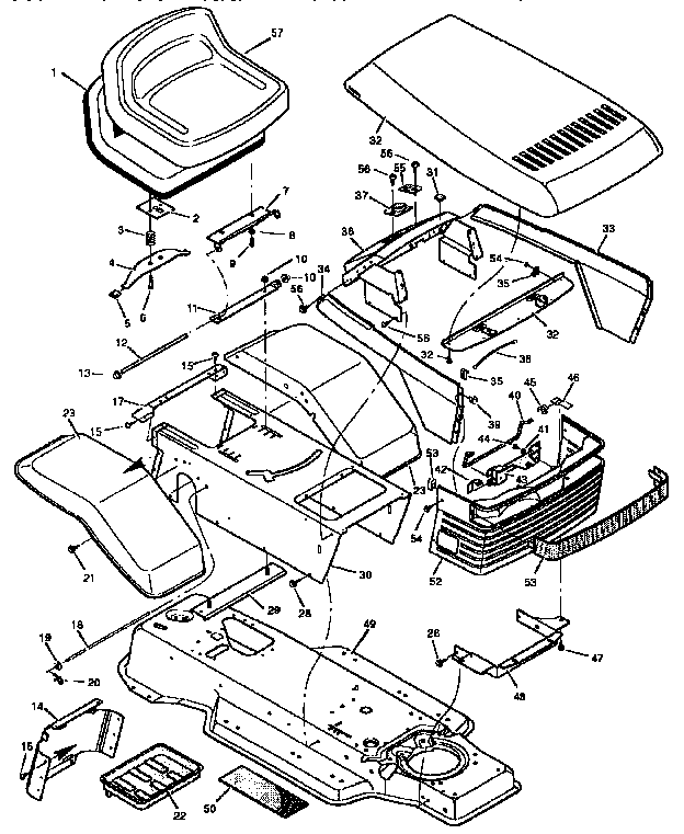 Craftsman 502255120 chassis and hood diagram