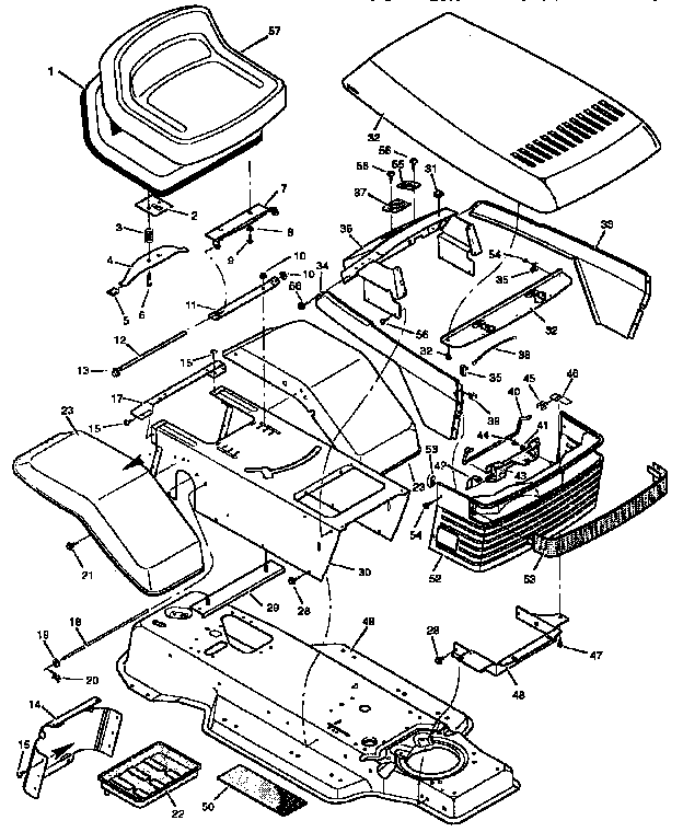 Craftsman 502255121 chassis and hood diagram