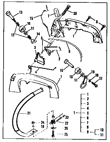 McCulloch TITAN 7 MODEL 12-600171-02 handle assembly diagram