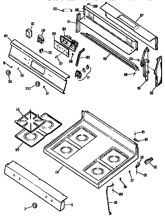 Kenmore 3637334190 main top section diagram