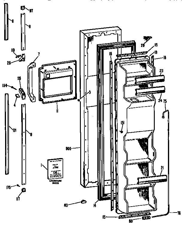 Kenmore 3639542651 freezer door diagram