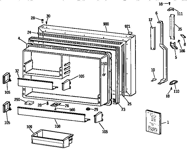 Kenmore 3639732785 freezer door diagram