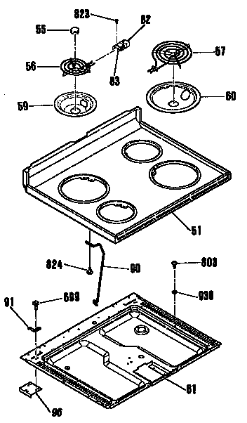 Kenmore 9119334190 main top section diagram