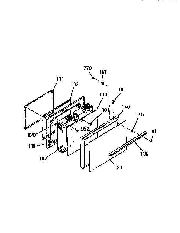 Kenmore 9119334190 oven door section diagram