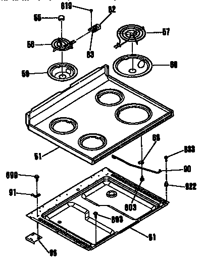 Kenmore 3636244190 main top section diagram