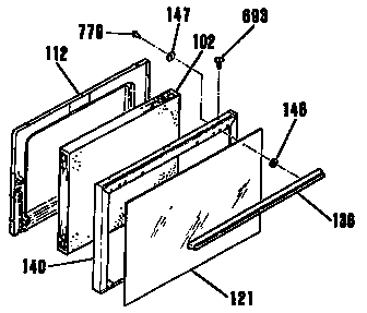 Kenmore 3636244190 oven door section diagram
