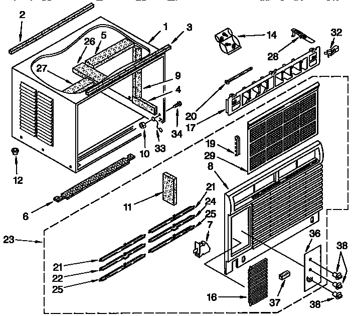Kenmore 1069722192 cabinet parts diagram