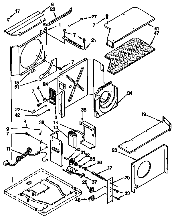 Kenmore 1069722191 airflow and control parts diagram