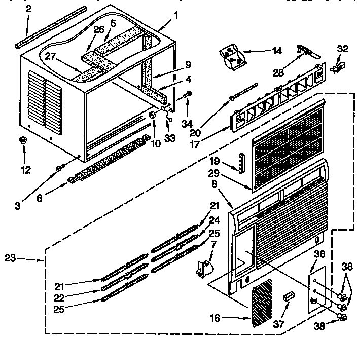 Kenmore 1069722191 cabinet parts diagram