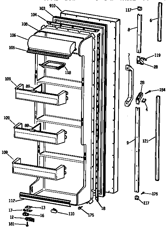 Kenmore 3639542681 fresh food door diagram