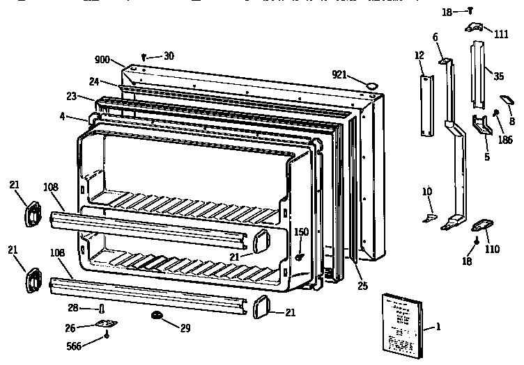 Kenmore 3639734728 freezer door diagram
