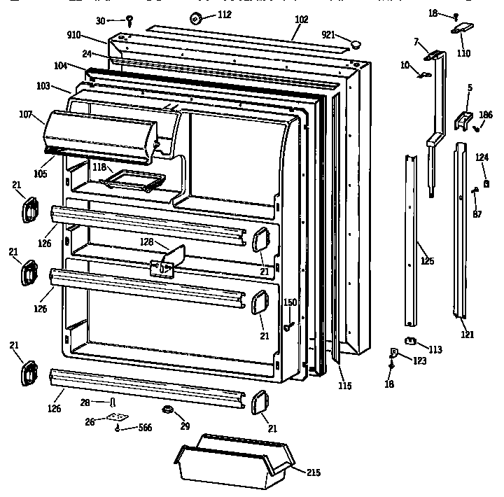 Kenmore 3639734728 fresh food door diagram