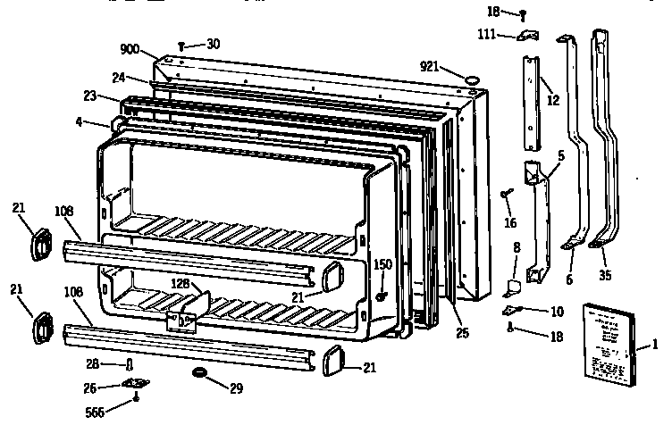 Kenmore 3639731516 freezer door diagram