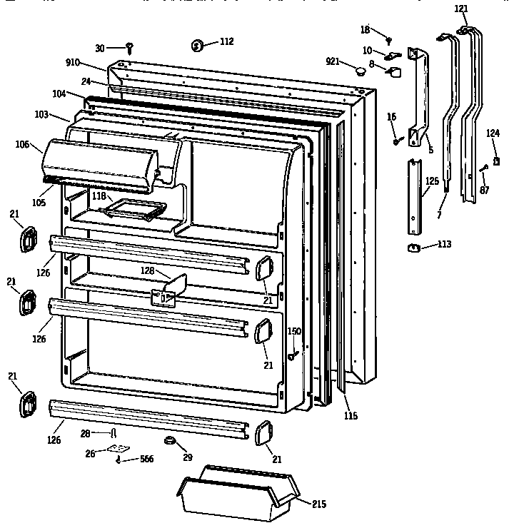 Kenmore 3639731516 fresh food door diagram