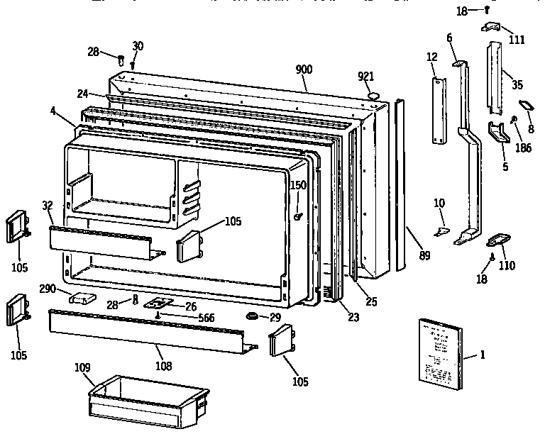 Kenmore 3639632755 freezer door diagram