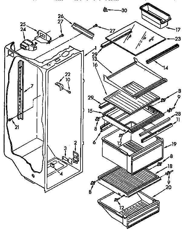 Kenmore 1069530612 refrigerator liner parts diagram
