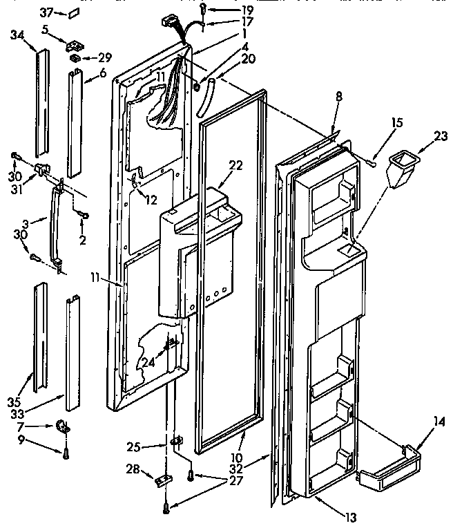 Kenmore 1069530612 freezer door parts diagram