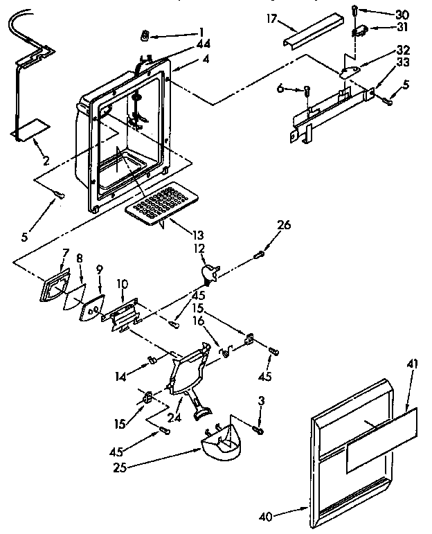 Kenmore 1069530612 dispenser front parts diagram