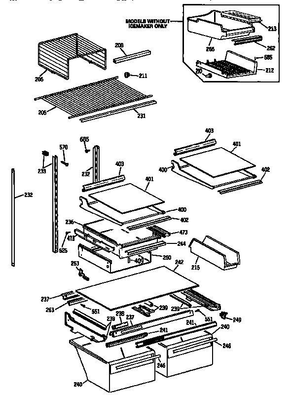 Kenmore 3639635758 shelf parts diagram